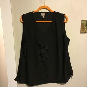 B-4 Chicos black ruffle sleeveless top